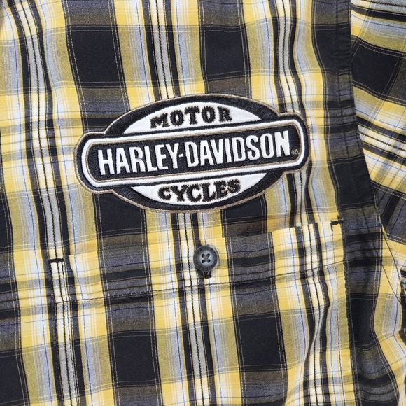 Harley-Davidson Yellow and Black Casual Button Down Shirt Size XL - Picture 3 of 7